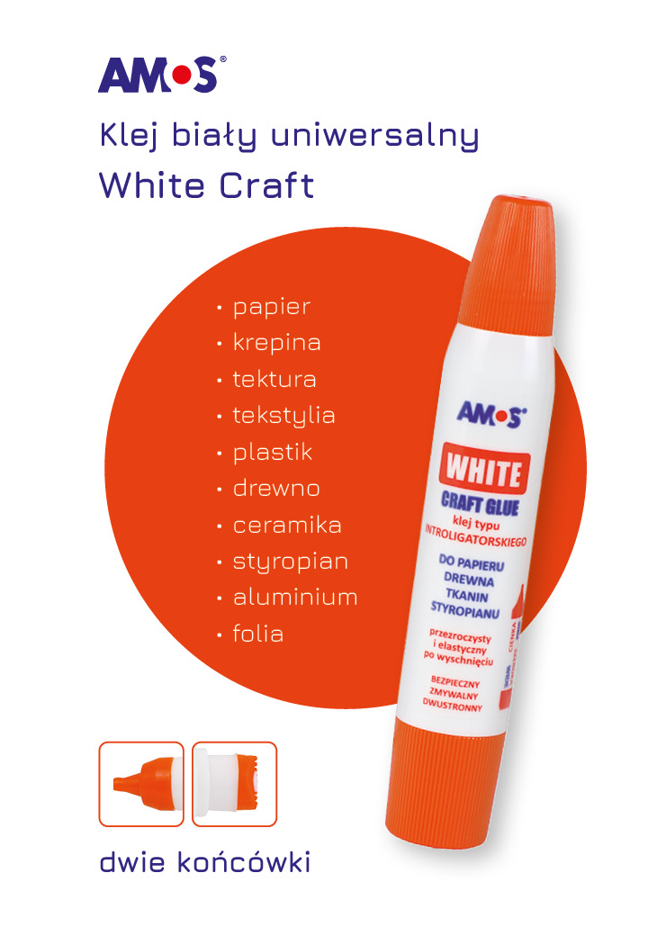 AMOS White Craft Glue - dwie końcówki i zastosowania